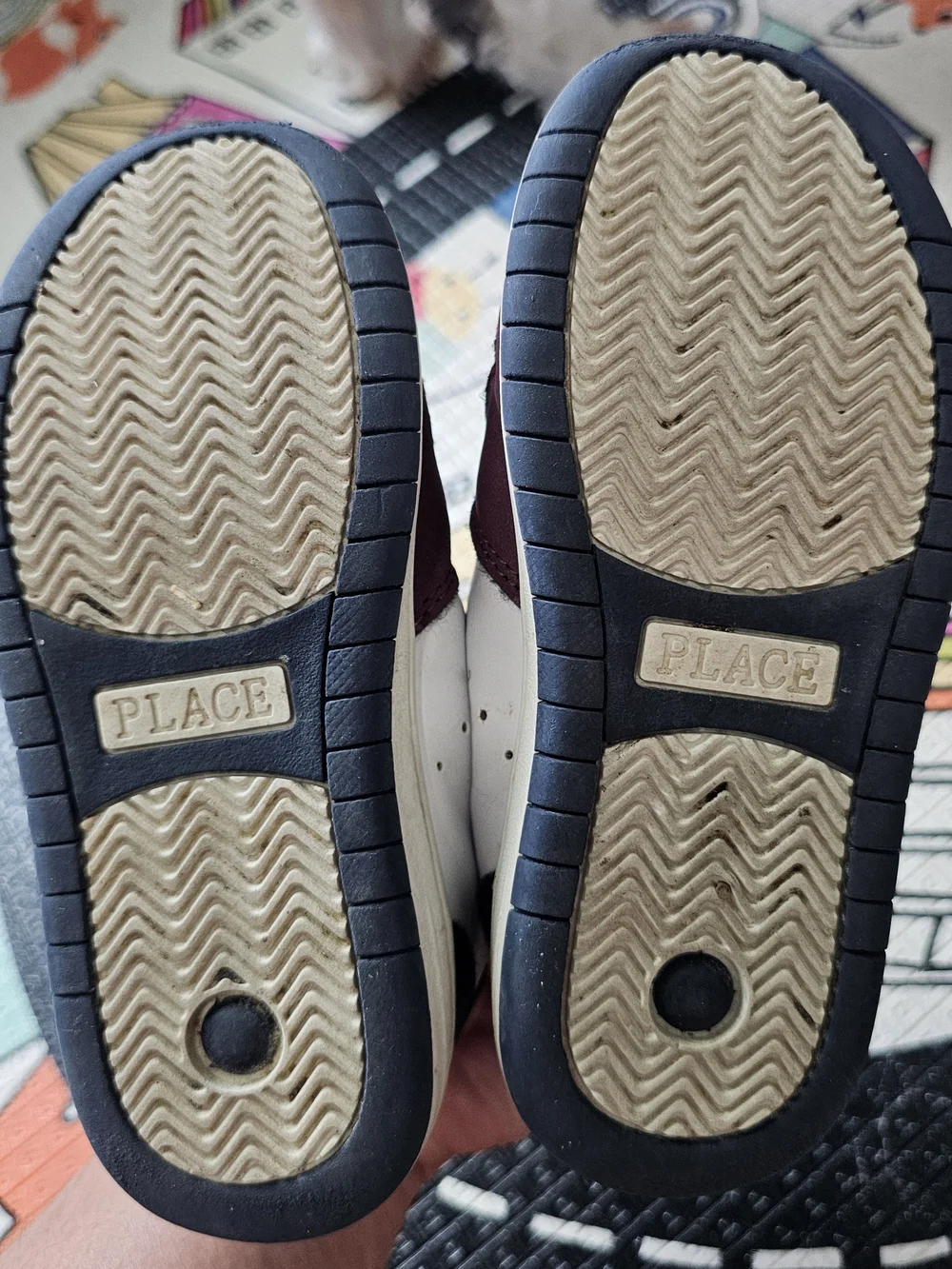 Kids Navy, White & Burgundy Velcro Sneakers